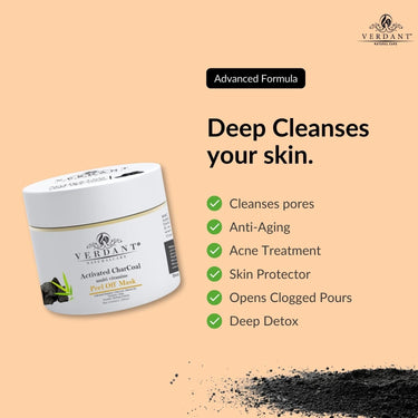 Verdant Natural Care Activated Charcoal Peel Off Mask With Bamboo Charcoal, Turmeric, Vitamin B3 & Licrorice |No Paraben, Silicones -100g